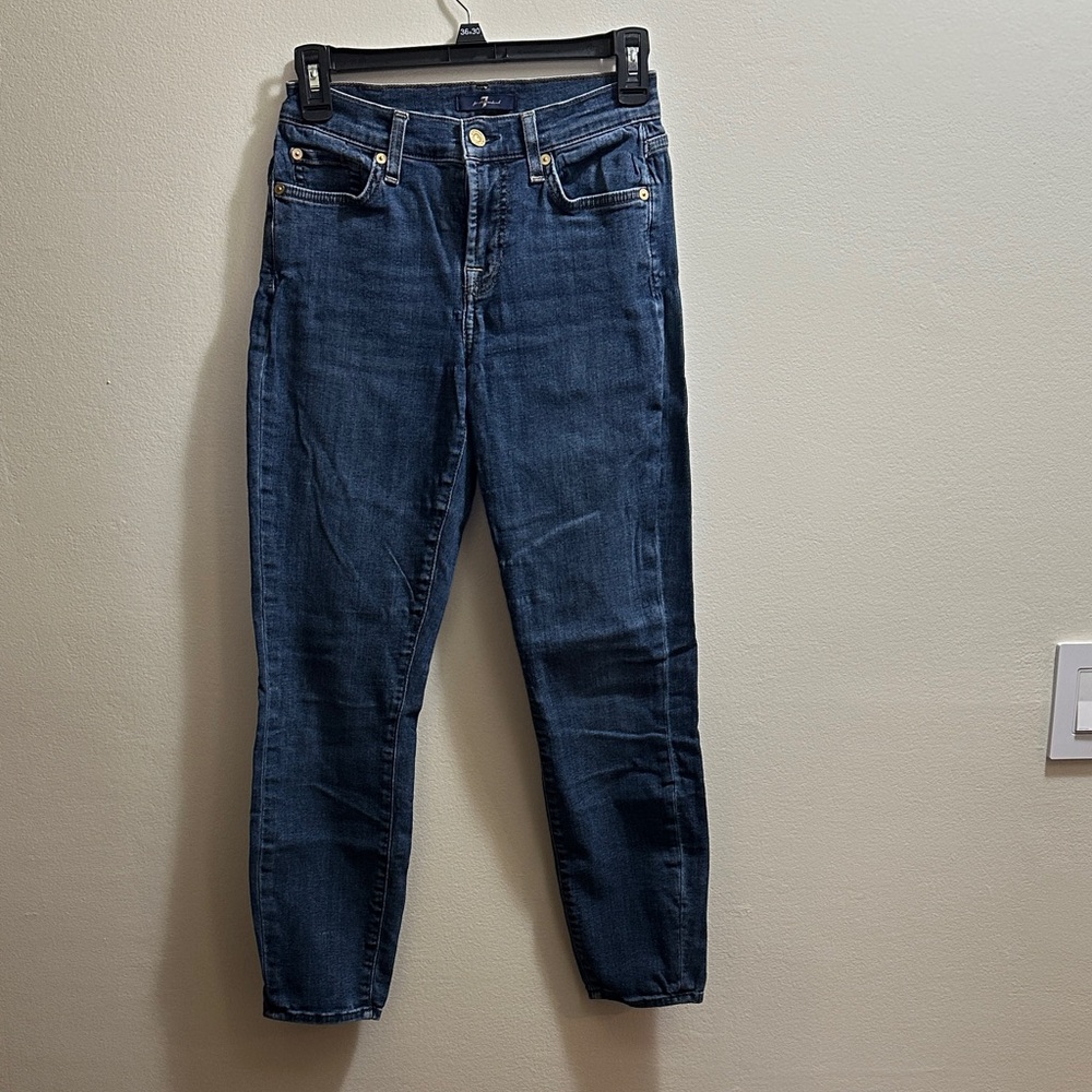 7 For All Mankind Dark Blue Ankle Jeans